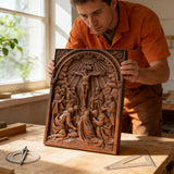 Handcarved Beechwood Crucifix Relief — Let His Sacrifice Settle Into Your Days