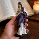 Handcrafted and Hand-Painted Beechwood Desktop Ornament: Sacred Heart of Jesus