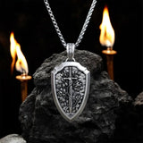 S925K Silver Necklace Sword and Shield Rose: Embedded Shield of Faith - BGCOPPER