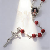 6MM Vatican Leo XIV Red Wood Bead Rosary