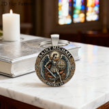 Saint Michael Defender Glass Keychain: Carry His Protection in Your Pocket