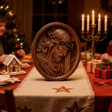 "Jesus with the Crown of Thorns" Beechwood Carved Icon | A Concrete Testimony of Redemption - side view