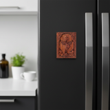 Archangel Michael Hand-Carved Wood Refrigerator Magnet | 4 Sacred Wood Tones