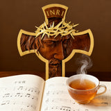 Sacred Thorn Crown Wooden Cross ✝️ | Hand-Carved Beechwood Crucifix with Crown of Thorns