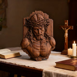 Bgcopper October Release | Beech Wood Sculpture of Jesus with Crown of Thorns — A Reminder of Love for Christmas