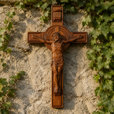 Bgcopper INRI Wood Carving Crucifix - Christian gift presentation