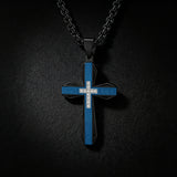 Brushed & Faceted Titanium Steel Cross Necklace – Modern Faith, Bold Devotion