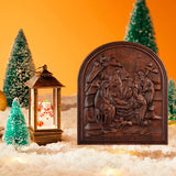 Natural beech nativity scene wood carving plaque - BGCOPPER