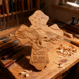 American Eagle Wooden Cross – God Bless America