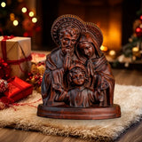 Holy Family Round Wooden Tabletop Ornament - BGCOPPER