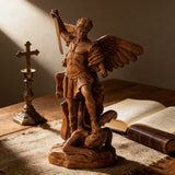 Boxwood Archangel Michael Carving: A Christmas Gift of Divine Protection