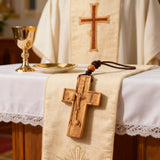 Wooden Savior Cross Necklace