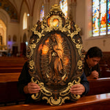 Religious gift with rich details of the wooden statue of Our Lady of Guadalupe