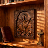 Bgcopper Archangel Michael Square Wooden Icon Religious Gifts - Best Wood Carving Wall Decor