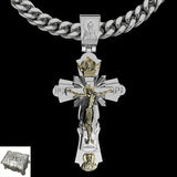 Gold-Plated Copper Crucifix Pendant with Jesus Christ and Religious Figures - BGCOPPER