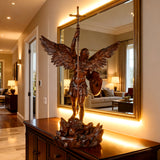 St. Michael the Archangel - Hand Carved Boxwood Sculpture - Spiritual Guardian for Prayer Spaces