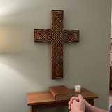Handcrafted Beechwood Plaited Wall Cross – Natural Wood Finish