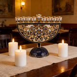 Hand-Painted Enamel Menorah (9-Branch Candelabra) for Christian prayer and meaningful gifting