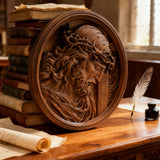 "Jesus with the Crown of Thorns" Beechwood Carved Icon | A Concrete Testimony of Redemption - craftsmanship detail