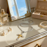 Titanium Steel Crucifix NecklacTitanium Steel Crucifix Necklace with Zircon | A Testament of Strength and Faithe with Zircon