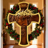 Sacred Thorn Crown Wooden Cross ✝️ | Hand-Carved Beechwood Crucifix with Crown of Thorns