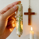 Tree of Life Enamel Mezuzah (Doorpost Prayer Scroll)