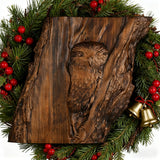 Hand-Carved Owl Tree Wood Art: A Christian Symbol of Wisdom & Divine Awareness