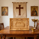 Limitiert: Südeuropäischer Buchsbaum Jesus Letztes Abendmahl - Religiöse Vatikan Christliche Wandkunst-Skulptur