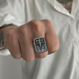 S925K Silver Handcrafted Jesus Crucifixion Scene Ring - BGCOPPER