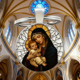 “Our Lady & Child” Stained Glass Style Keychain – A Daily Reminder of Maternal Grace