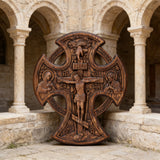 Hand-Carved Beechwood “Hand of Redemption” Crucifix | The Passion and Divine Grace of Christ