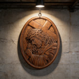 Jesus Crown of Thorns Jesus Inlaid Sacred Heart Crucifix Wooden Sculpture