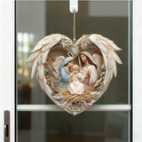 Nativity Scene Heart Angel Acrylic Ornament