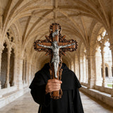 Silver painted version Ash wood Crucifix ,Jesus Christ, wooden Cross gift of love