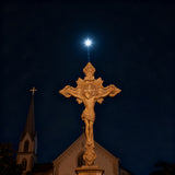 Wood Carving of Jesus Cross with St. Benedict's Exorcism