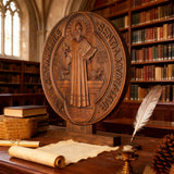 St. Benedict Double-Sided Wooden Desk Plaque: A Christian Symbol of Protection & Faith
