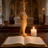 Jesus as the Good Shepherd Wooden Circular Sculpture: Desktop Decoration