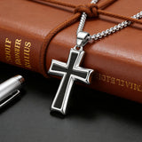 Silver & Black Textured Cross Necklace: A Stylish Fusion of Faith and Edge for daily faith wear and Christian gifting
