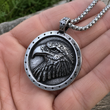 Vintage Double-Sided Embossed Bald Eagle Medal Stainless Steel Men’s Necklace