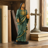Hand-Carved Beechwood Statue of the Sacred Heart of Jesus — Hand-Painted Edition