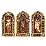 Holy Family Jesus Mary Joseph Arched Wooden Statue Set Tabletop Display - BGCOPPER