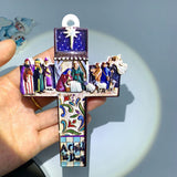 Nativity Cross Resin Hand Painted Color Decoration - BGCOPPER