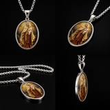 3D Raised Enamel Our Lady of Mount Carmel Oval Stainless Steel Necklace