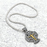 Double-Sided Silver Crucifix and St. Michael Pendant - design detail