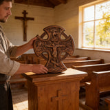 Hand-Carved Beechwood “Hand of Redemption” Crucifix | The Passion and Divine Grace of Christ