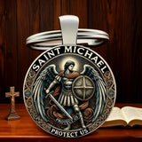Saint Michael Defender Glass Keychain: Carry His Protection in Your Pocket