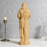 Jesus as the Good Shepherd Wooden Circular Sculpture: Desktop Decoration