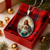 “Divine Jesus” Christian Necklace – A Symbol of Faith, Protection, and God’s Universal Love