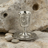 Jerusalem Holy Grail (Cup & Saucer Set) - Authentic Kiddush Cup for Shabbat, Passover & Special Occasions