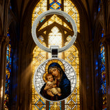 “Our Lady & Child” Stained Glass Style Keychain – A Daily Reminder of Maternal Grace